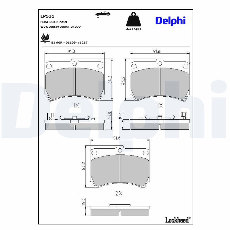 Гальмівні колодки дискові DELPHI LP531 - zapix