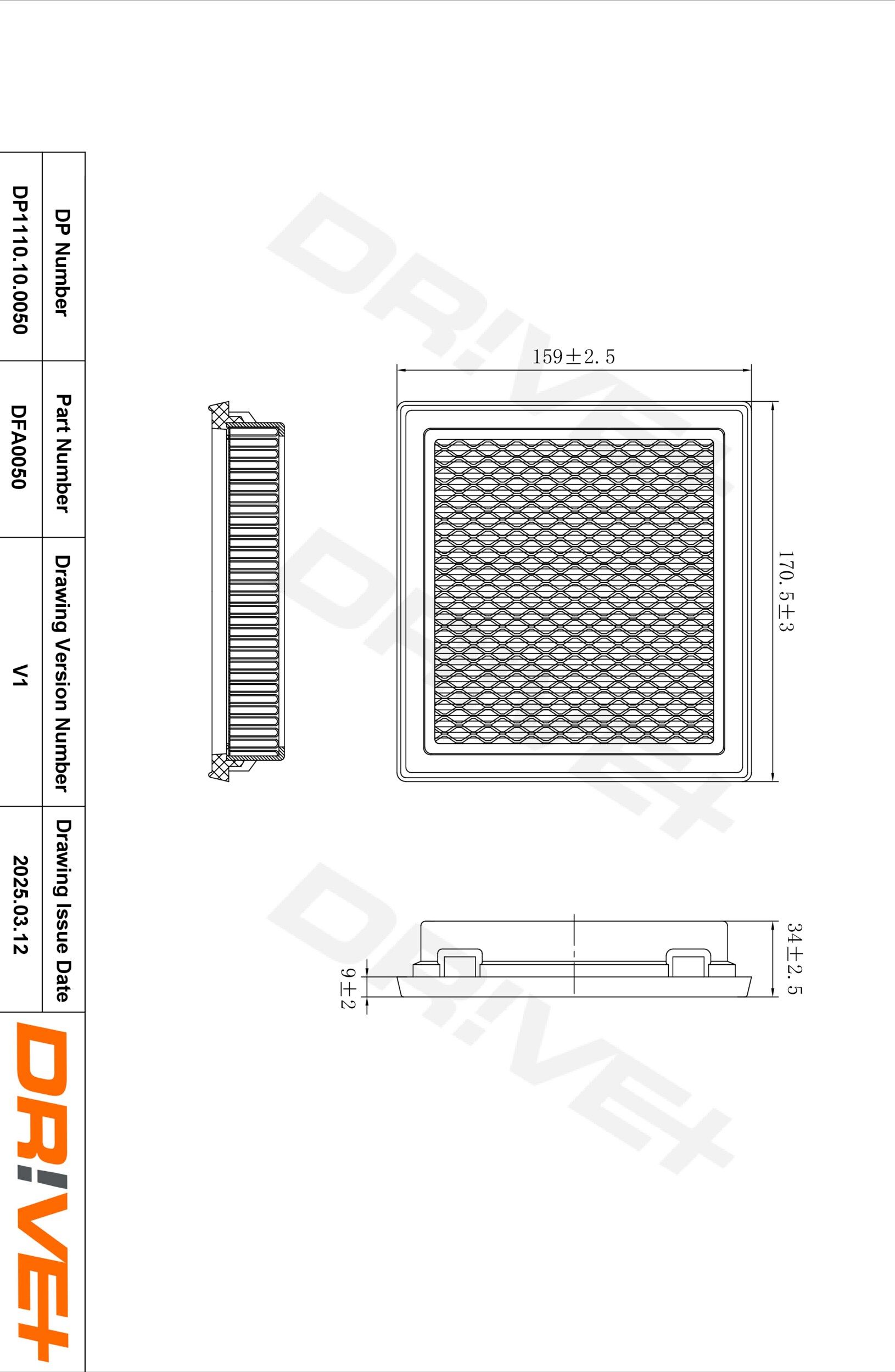 Повітряний фільтр DR!VE+ DP1110100050 - zapix
