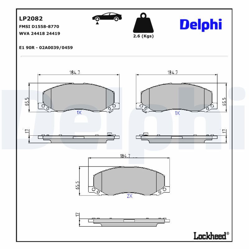 Гальмівні колодки дискові DELPHI LP2082 - zapix