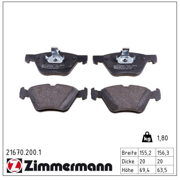Гальмівні колодки дискові ZIMMERMANN 216702001 - zapix