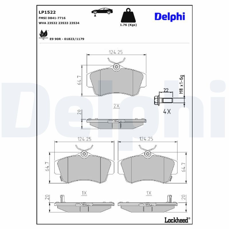 Гальмівні колодки дискові DELPHI LP1522 - zapix