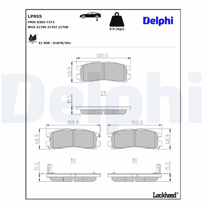 Гальмівні колодки дискові DELPHI LP955 - zapix
