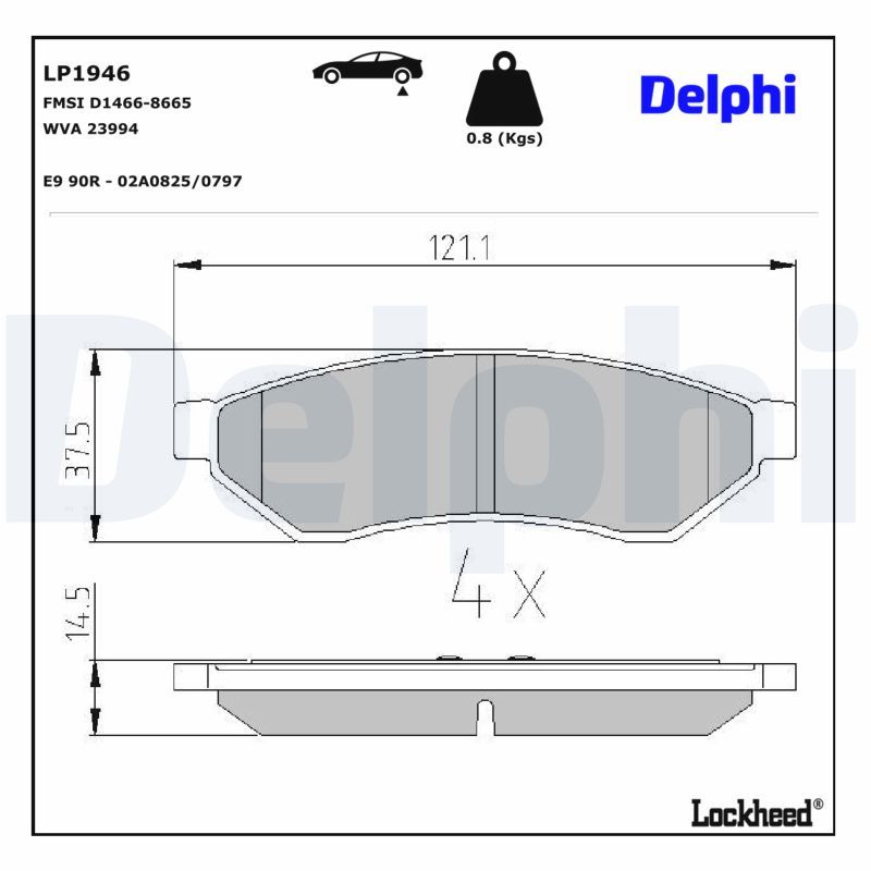 Гальмівні колодки дискові DELPHI LP1946 - zapix