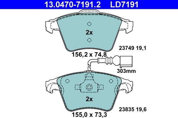 Гальмівні колодки дискові ATE 13047071912 - zapix