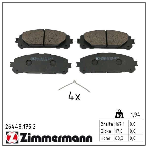 Гальмівні колодки дискові ZIMMERMANN 264481752 - zapix