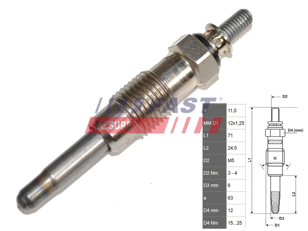 Свічка розжарювання FAST FT82710