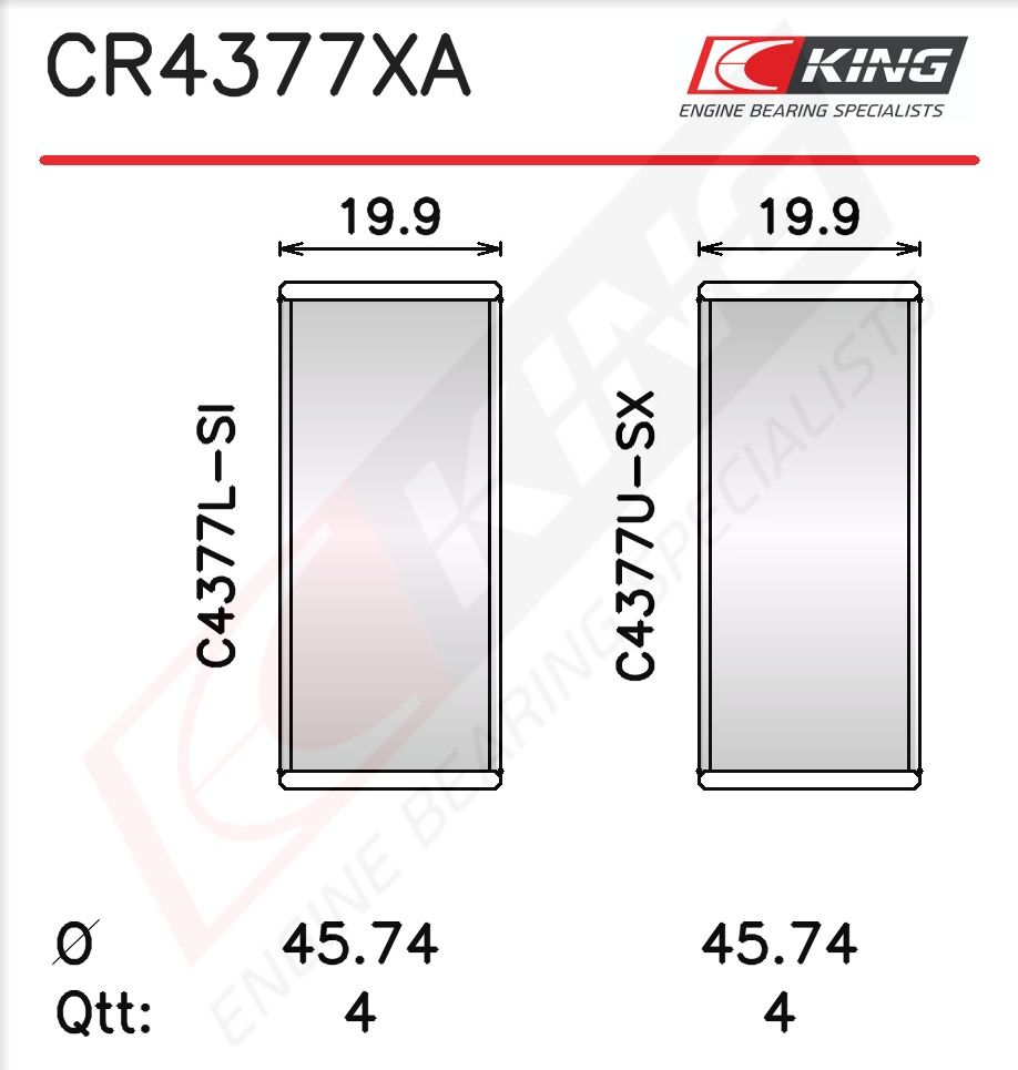 Вкладиші шатунні KING CR4377XA - zapix