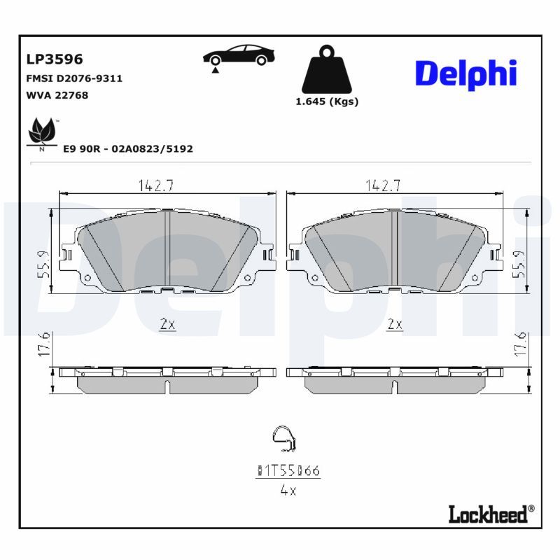 Тормозные колодки дисковые DELPHI LP3596
