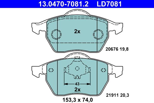 Гальмівні колодки дискові ATE 13047070812 - zapix