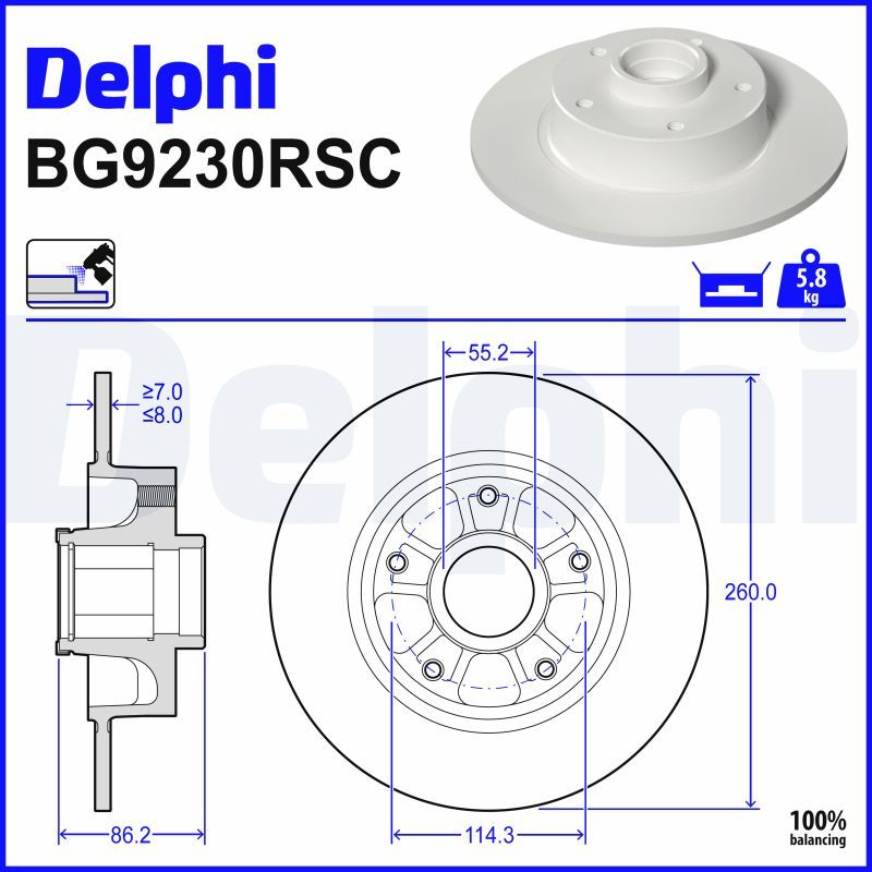 Гальмівний диск DELPHI BG9230RSC - zapix