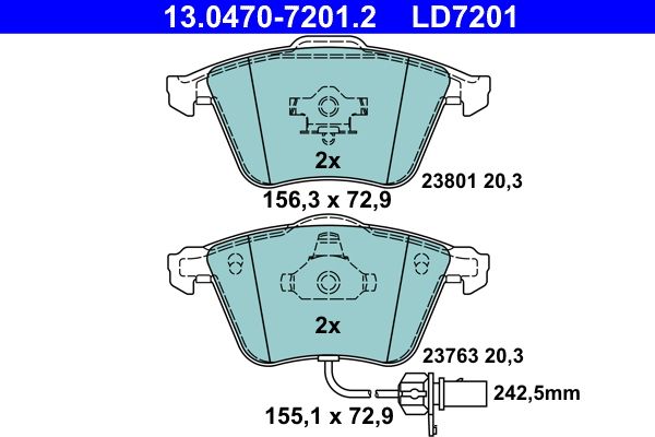 Гальмівні колодки дискові ATE 13047072012 - zapix