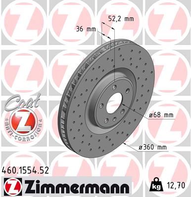 Гальмівний диск ZIMMERMANN 460155452 - zapix