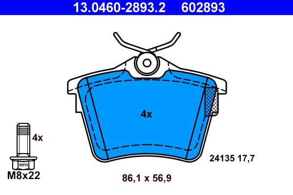 Гальмівні колодки дискові ATE 13046028932 - zapix