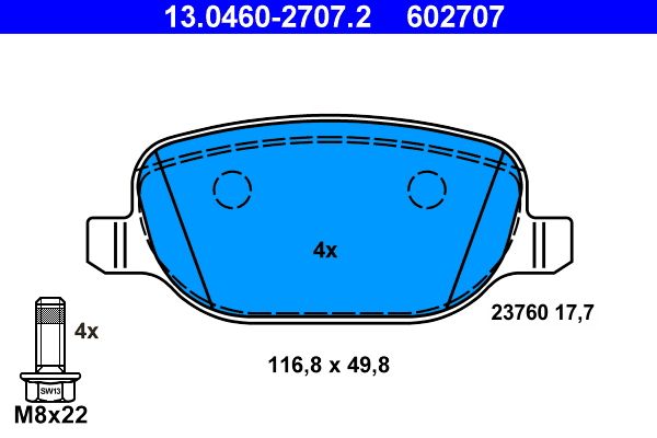 Гальмівні колодки дискові ATE 13046027072 - zapix