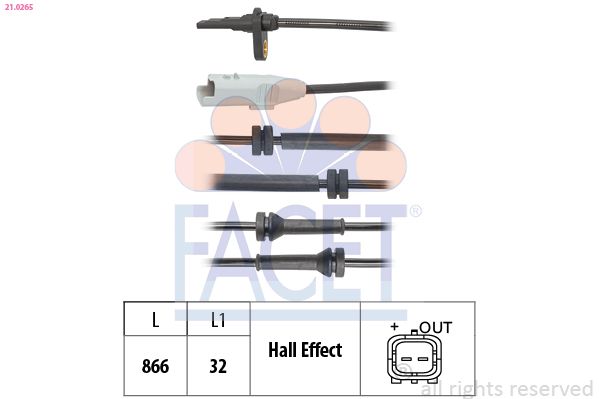 Датчик ABS FACET 210265 - zapix