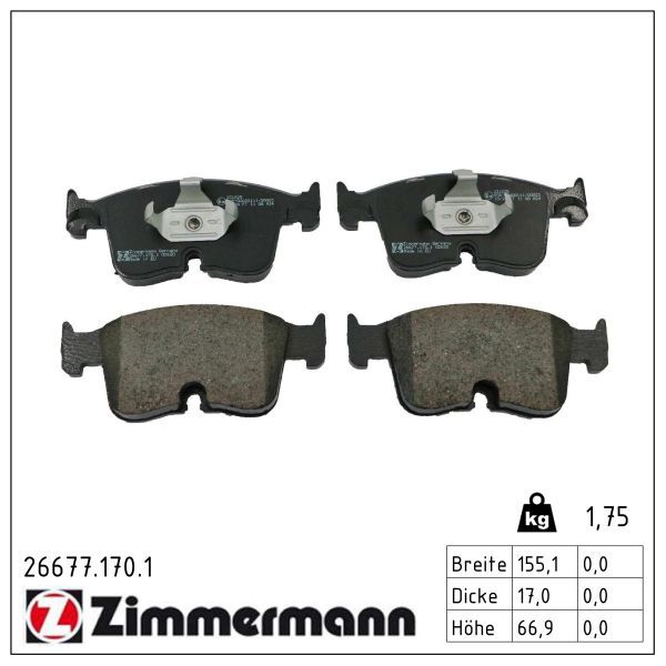 Гальмівні колодки дискові ZIMMERMANN 266771701 - zapix