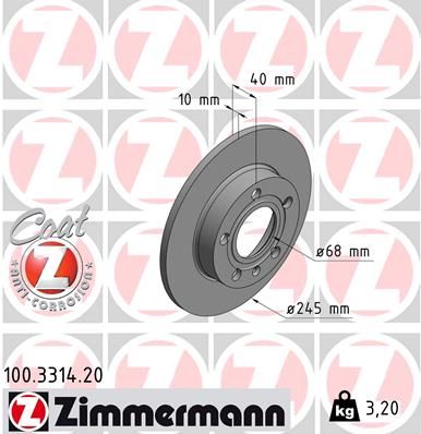 Гальмівний диск ZIMMERMANN 100331420 - zapix