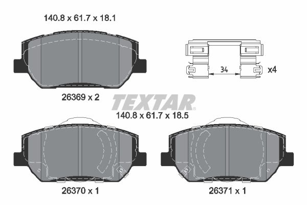 Гальмівні колодки дискові TEXTAR 2636901 - zapix