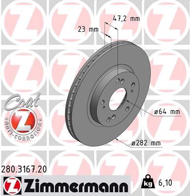 Гальмівний диск ZIMMERMANN 280316720 - zapix