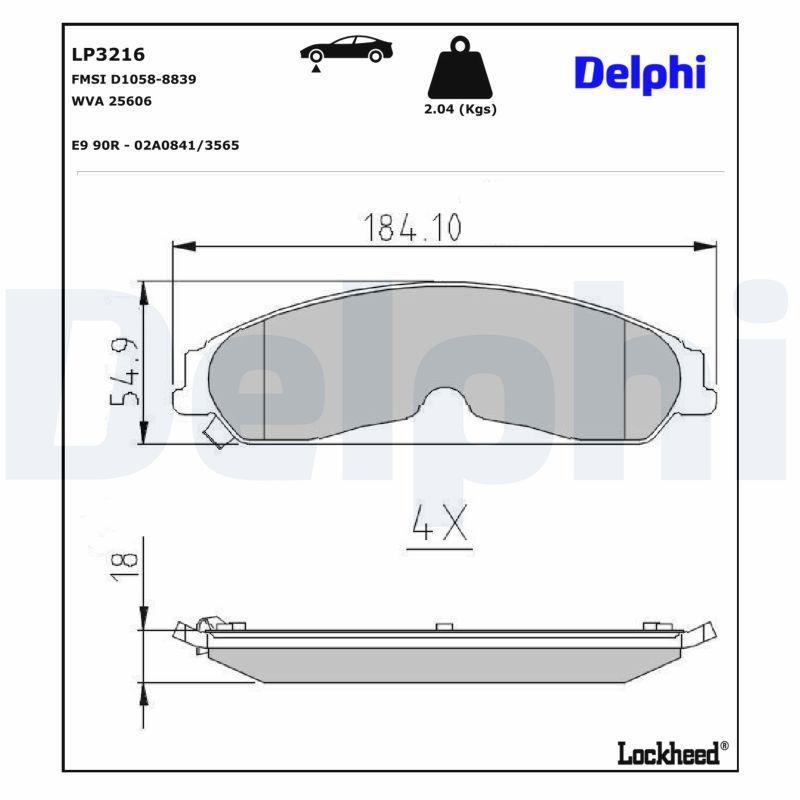 Тормозные колодки дисковые DELPHI LP3216