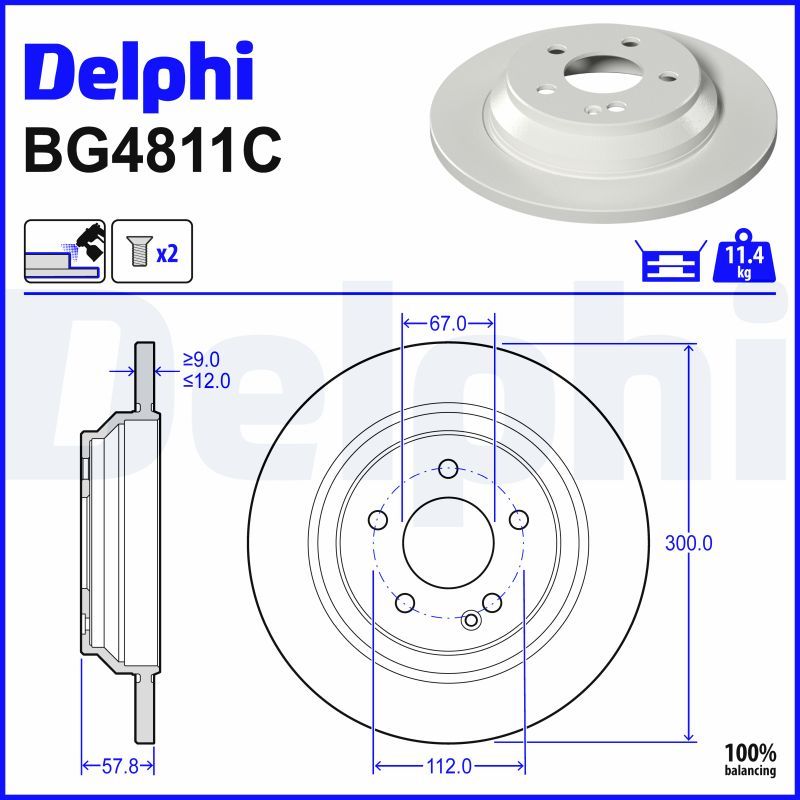 Гальмівний диск DELPHI BG4811C - zapix