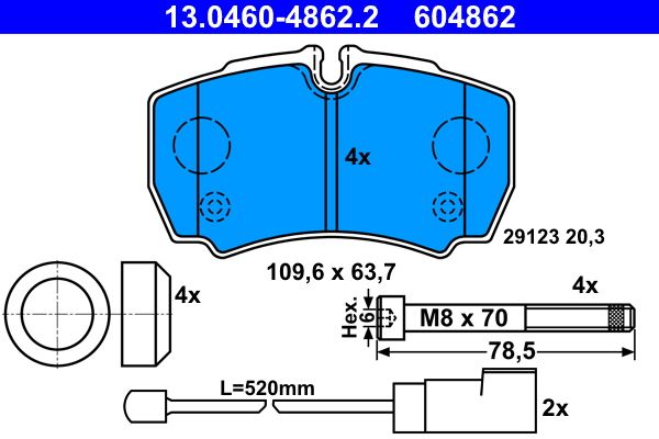 Гальмівні колодки дискові ATE 13046048622 - zapix
