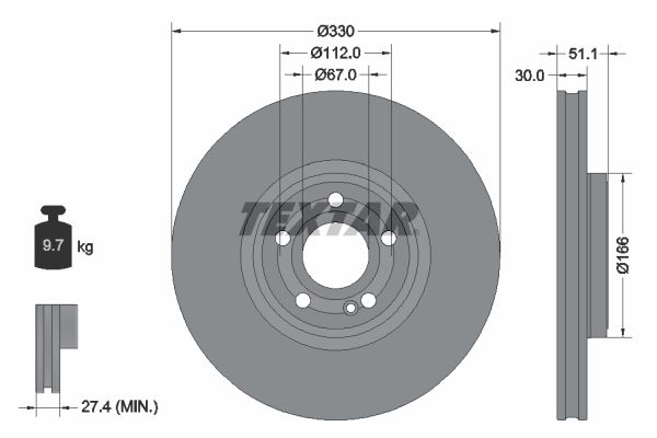 Гальмівний диск TEXTAR 92323305 - zapix