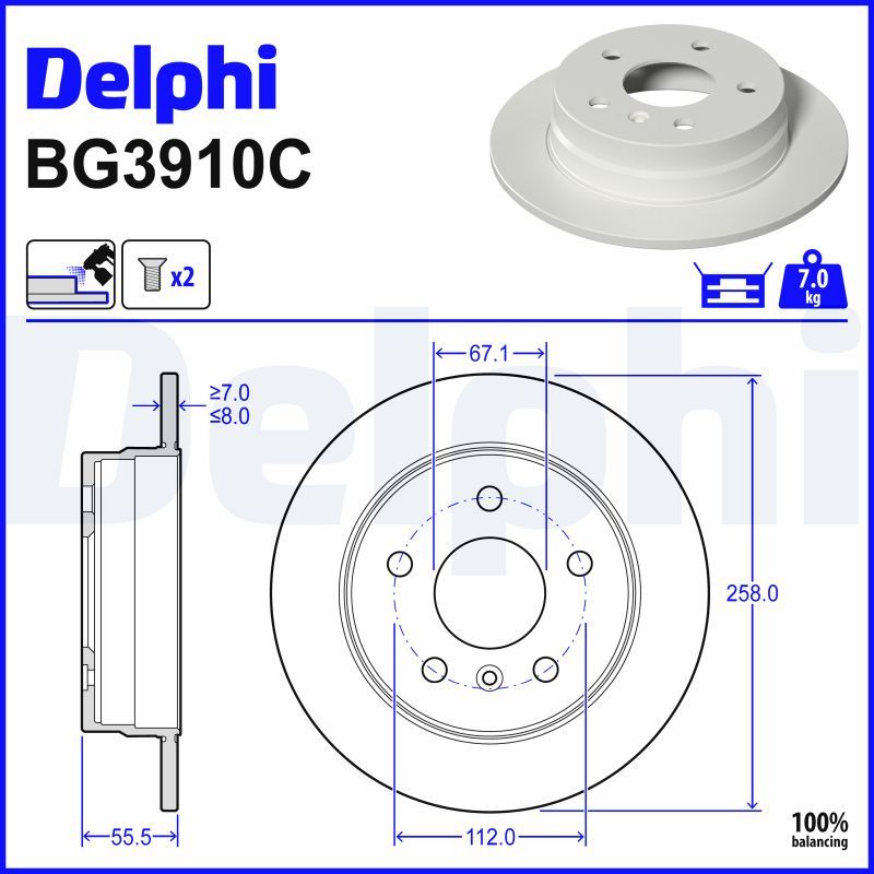 Тормозной диск DELPHI BG3910C