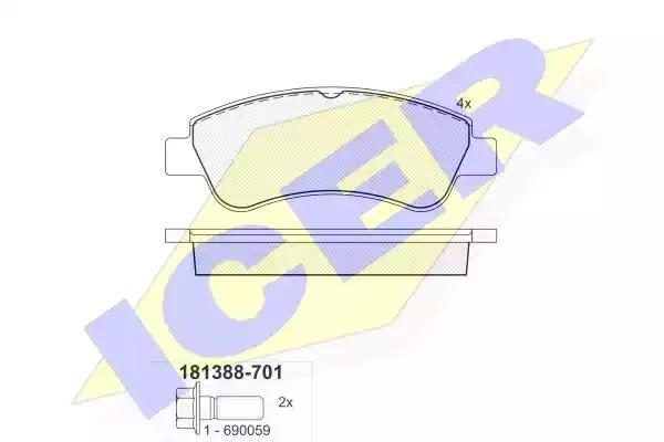 Гальмівні колодки дискові ICER 181388701 - zapix