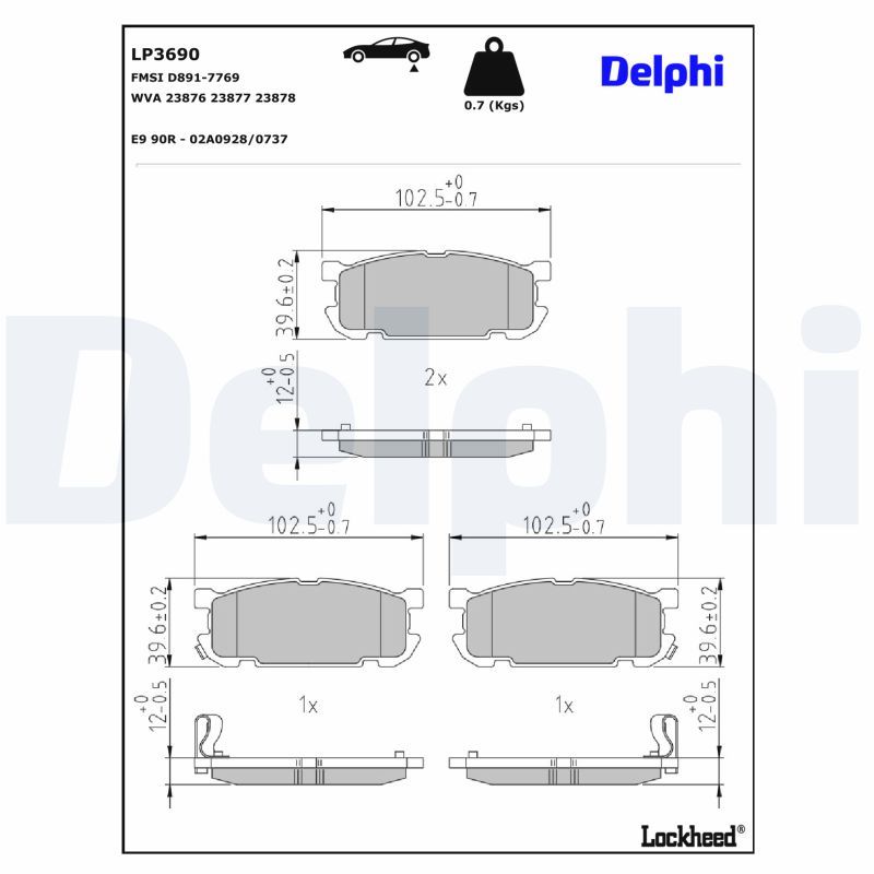 Гальмівні колодки дискові DELPHI LP3690 - zapix
