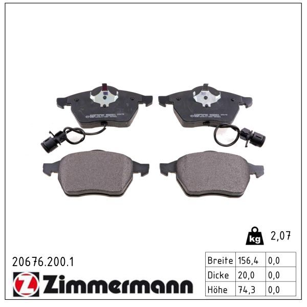 Гальмівні колодки дискові ZIMMERMANN 206762001 - zapix