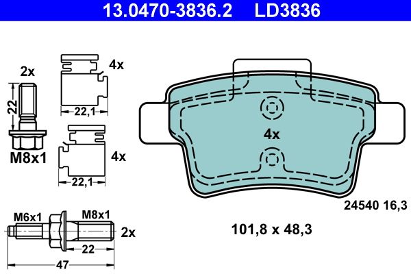 Гальмівні колодки дискові ATE 13047038362 - zapix