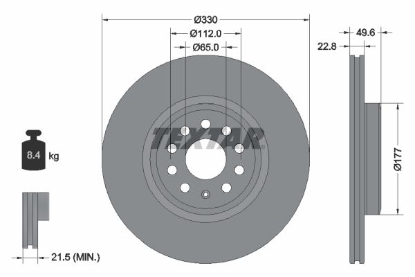 Гальмівний диск TEXTAR 92327103 - zapix