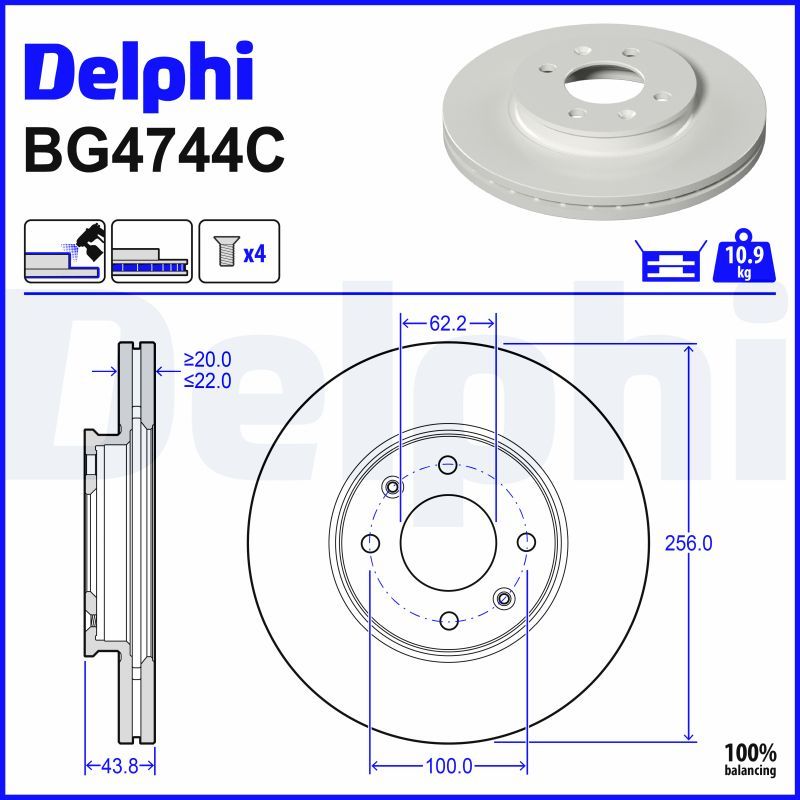 Гальмівний диск DELPHI BG4744C - zapix