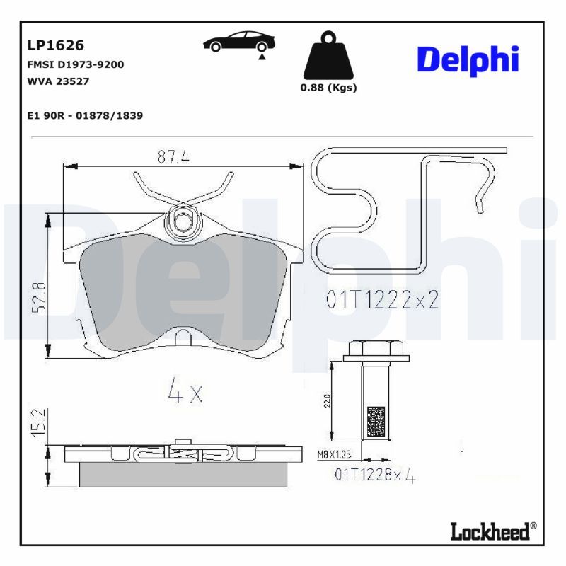 Тормозные колодки дисковые DELPHI LP1626