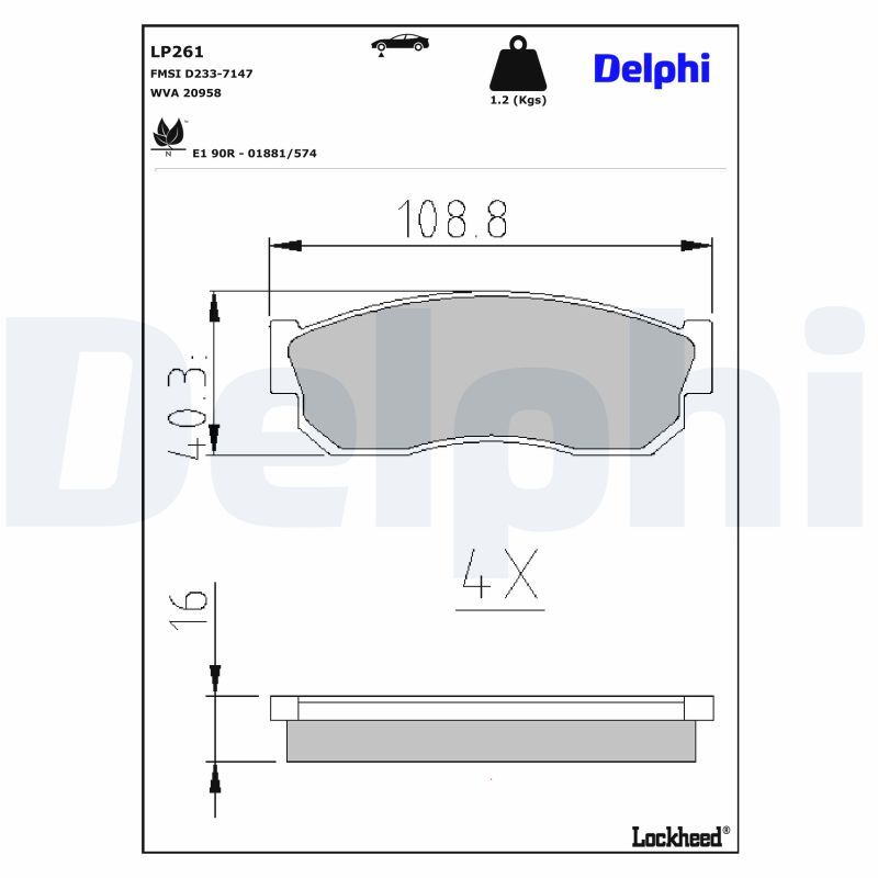 Гальмівні колодки дискові DELPHI LP261 - zapix