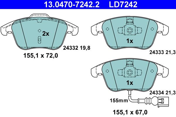 Гальмівні колодки дискові ATE 13047072422 - zapix