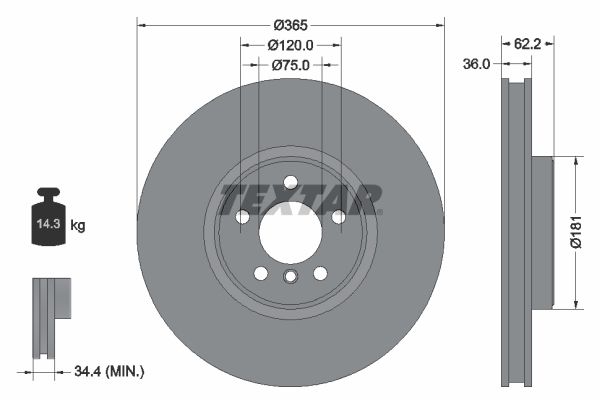 Гальмівний диск TEXTAR 92161005