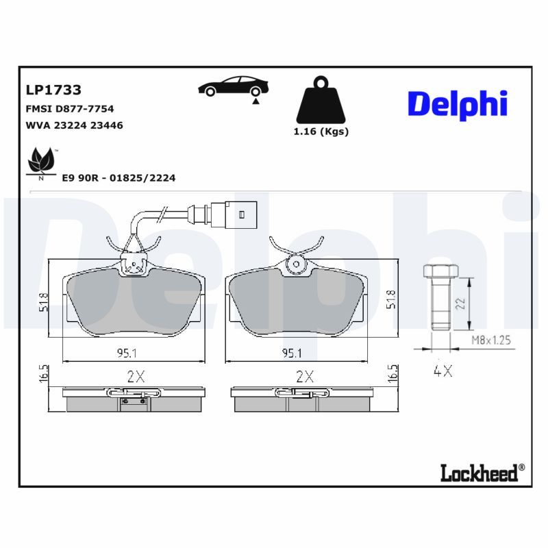 Гальмівні колодки дискові DELPHI LP1733