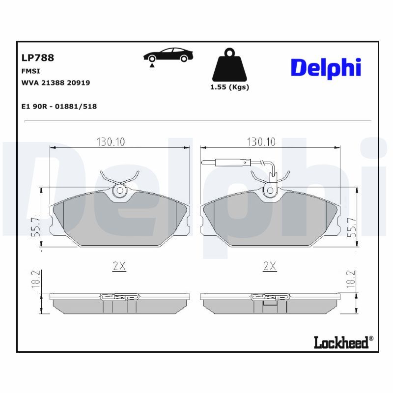 Гальмівні колодки дискові DELPHI LP788 - zapix