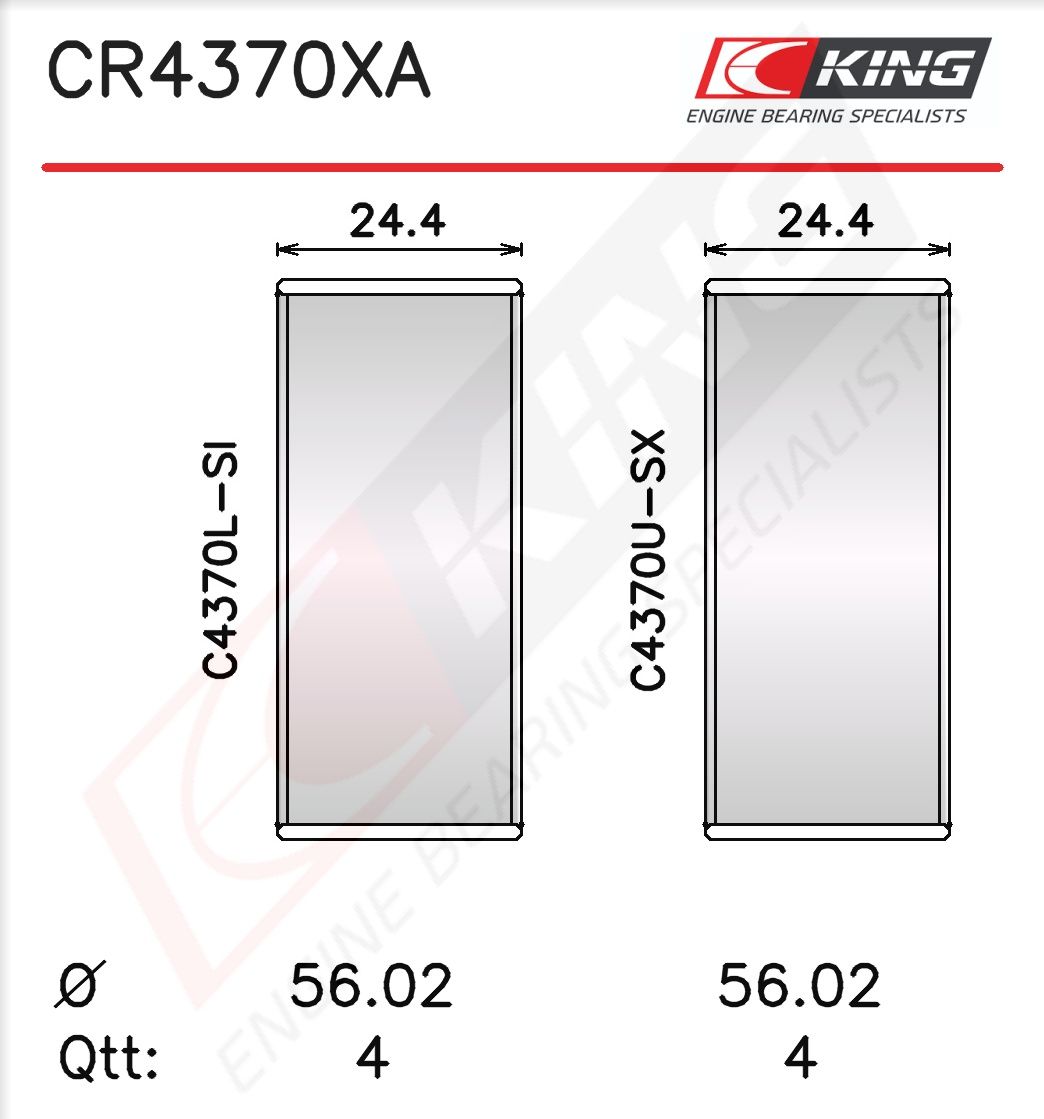 Вкладиші шатунні KING CR4370XA - zapix