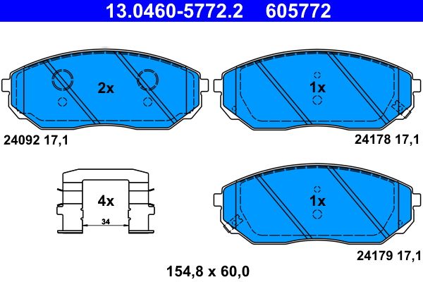 Гальмівні колодки дискові ATE 13046057722 - zapix