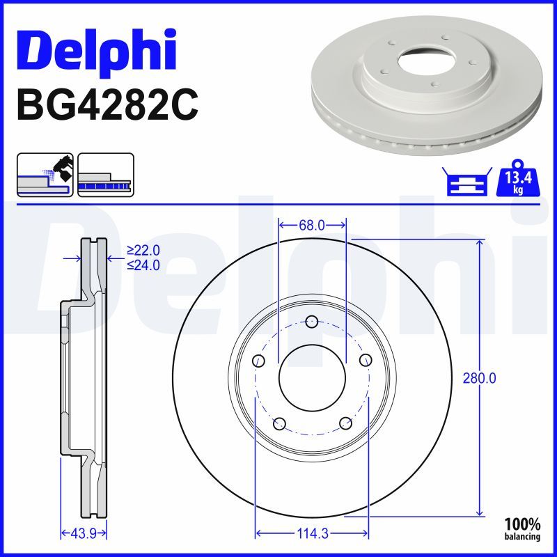 Гальмівний диск DELPHI BG4282C - zapix