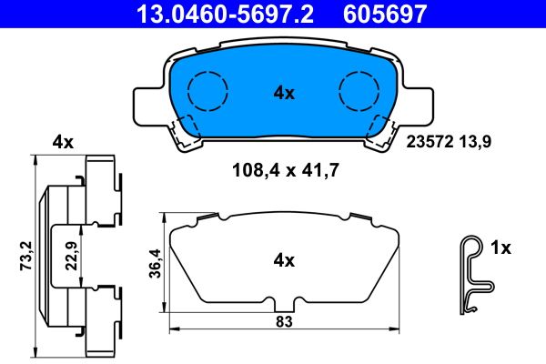 Гальмівні колодки дискові ATE 13046056972 - zapix