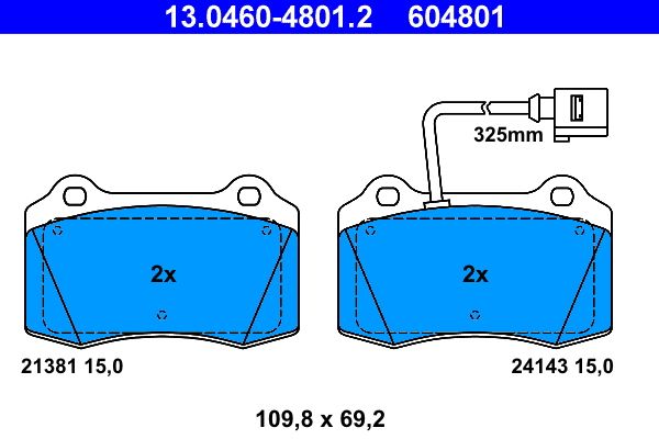 Гальмівні колодки дискові ATE 13046048012 - zapix