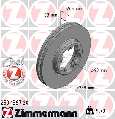 Гальмівний диск ZIMMERMANN 250136720 - zapix