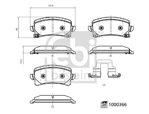 Гальмівні колодки дискові FEBI BILSTEIN 1000366 - zapix