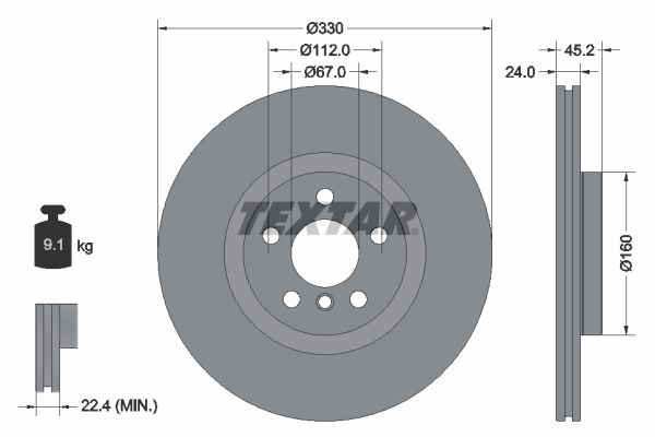 Гальмівний диск TEXTAR 92274405 - zapix