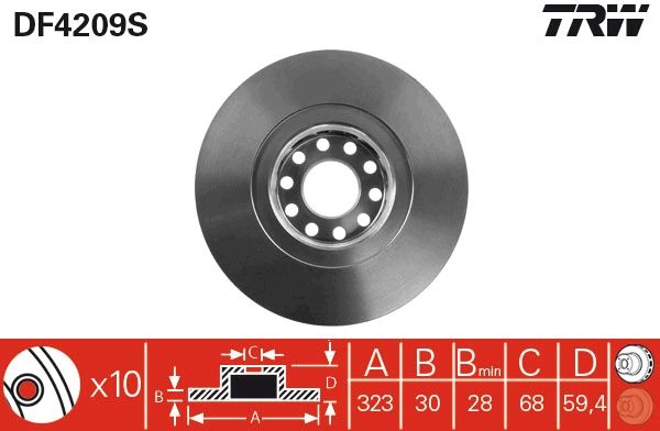 Гальмівний диск TRW DF4209S - zapix
