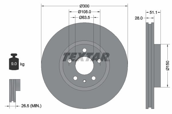 Гальмівний диск TEXTAR 92268605 - zapix